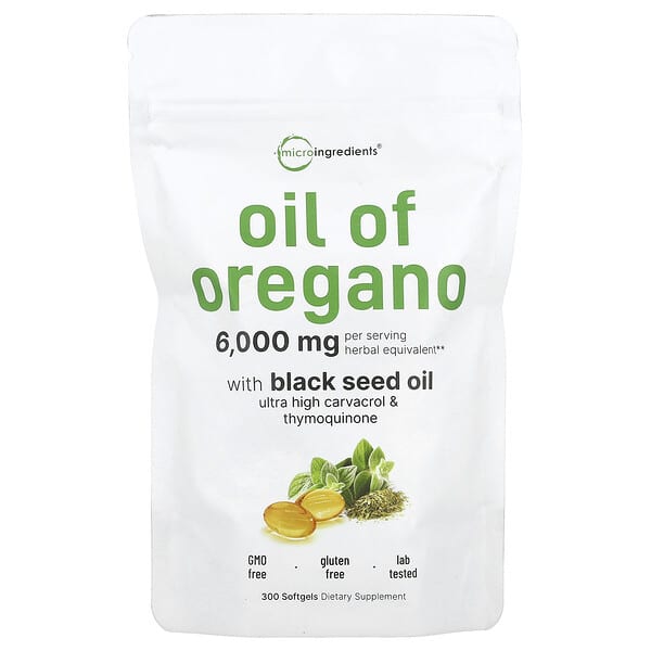 Micro Ingredients, 含黑籽油的牛至油，300 粒軟膠囊