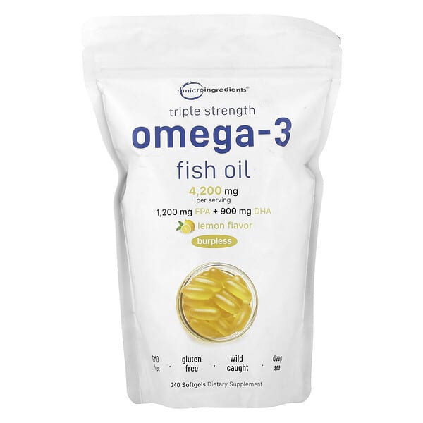 Micro Ingredients, 三倍功效 Omega-3 魚油，4200 毫克，240 粒軟膠囊（每粒軟膠囊 1400 毫克）