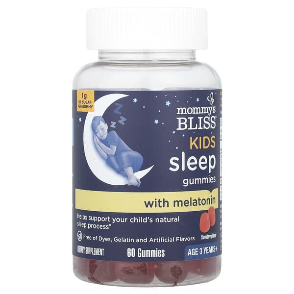 Mommy's Bliss, 兒童褪黑荷爾蒙睡眠幫助軟糖，3 歲以上，草莓味，60 粒