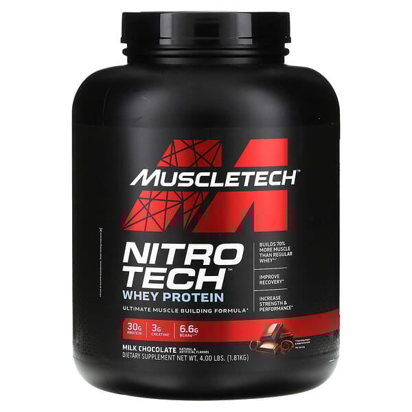 MuscleTech, Nitro Tech® 乳清蛋白,牛奶巧克力味,4 磅(1.81 千克)