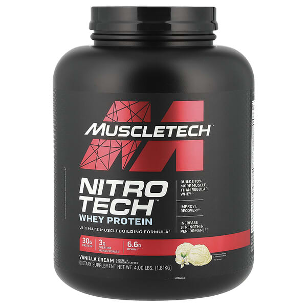MuscleTech, Nitro Tech，乳清蛋白，香草奶油香，4 磅（1.81 千克）