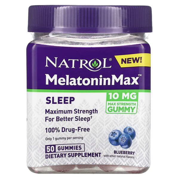 Natrol, 褪黑荷爾蒙特強配方,睡眠,藍莓味,10 毫克,50 粒軟糖