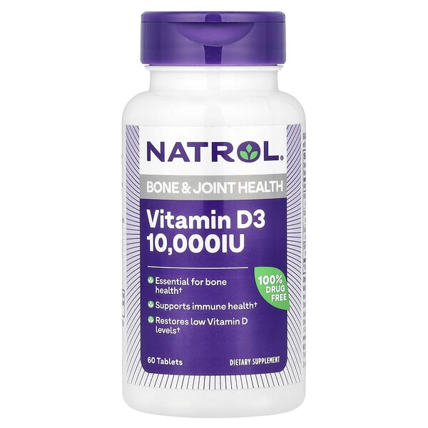 Natrol, 維生素 D3，骨骼和關節健康，10000 國際單位，60 片