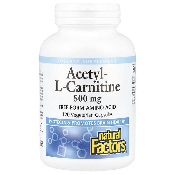 Natural Factors, 乙醯 L-肉堿，500 毫克，120 粒素食膠囊
