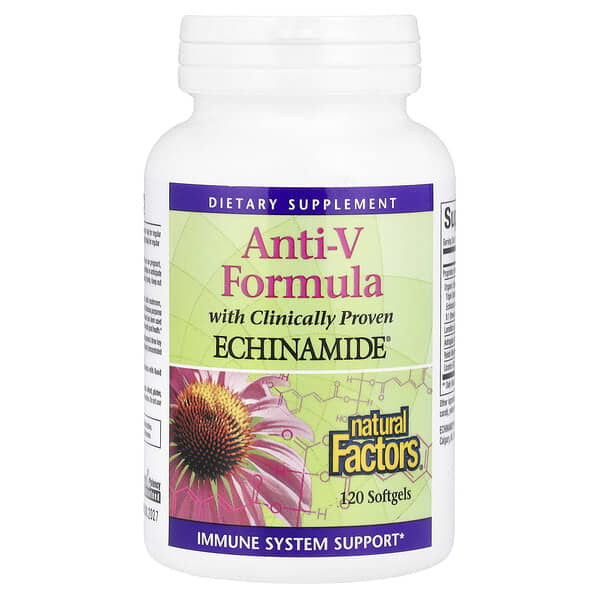 Natural Factors, 抗 V 配方，含科學證明紫錐菊，120 粒軟凝膠