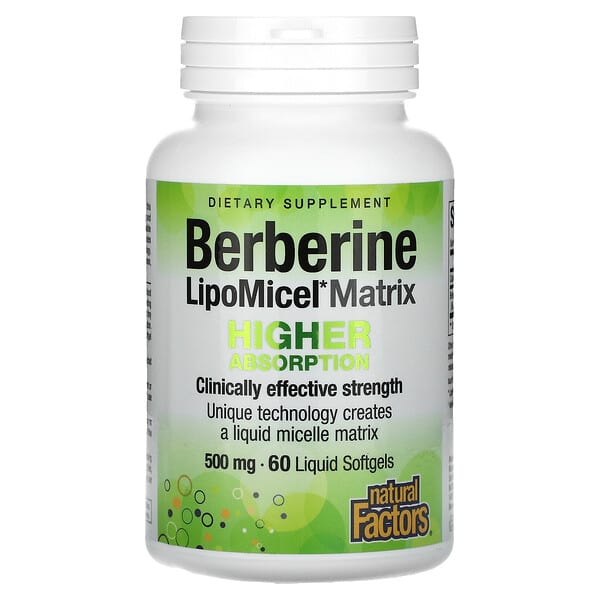 Natural Factors, Berberine LipoMicel Matrix，500 毫克，60 粒液體軟凝膠