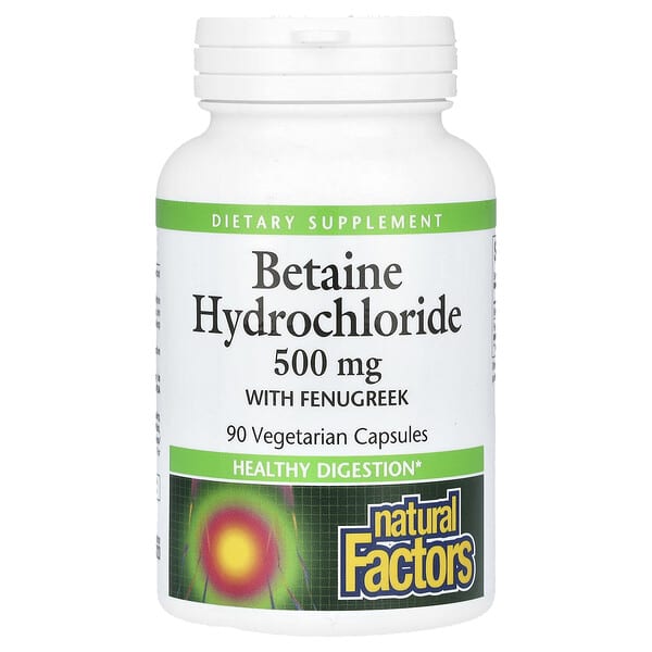 Natural Factors, 含糊蘆巴的甜菜堿鹽酸鹽，500 毫克，90 粒素食膠囊