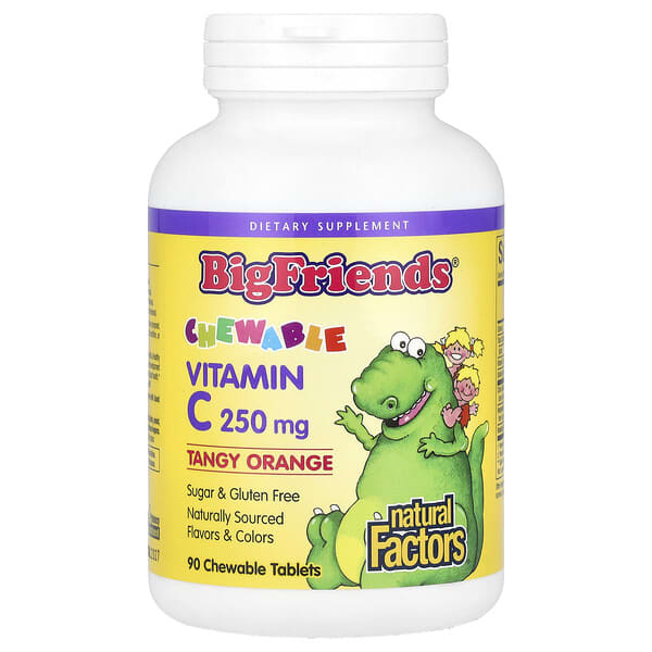 Natural Factors, 大朋友，維生素 C 咀嚼片，酸橙味，250 毫克，90 片