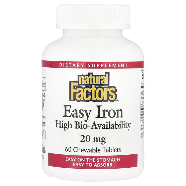 Natural Factors, Easy Iron，20 毫克，60 粒咀嚼片