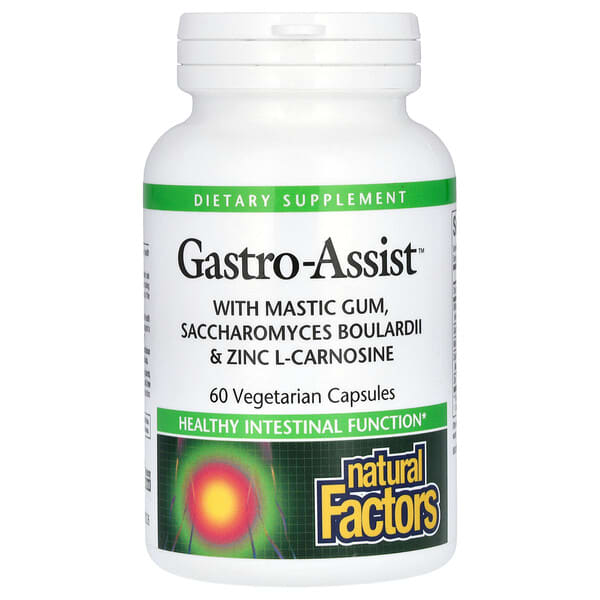 Natural Factors, Gastro-Assist,含乳香膠、布拉酵母菌和左旋肌肽鋅,60 粒素食膠囊