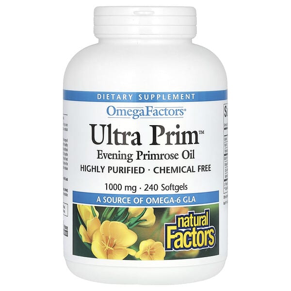 Natural Factors, OmegaFactors 系列 Ultra Prim 月見草精油軟凝膠,1,000 微克,240 粒