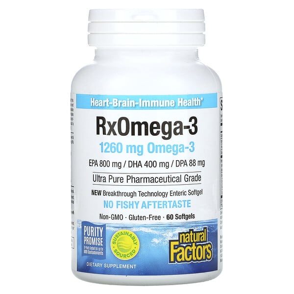 Natural Factors, RxOmega-3，1,260 毫克，60 粒軟凝膠（每粒軟凝膠 630 毫克）