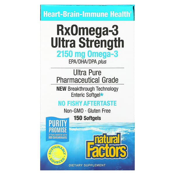 Natural Factors, RxOmega-3 Ultra Strength，2,150 毫克，150 粒軟凝膠（每軟凝膠 1,075 毫克）