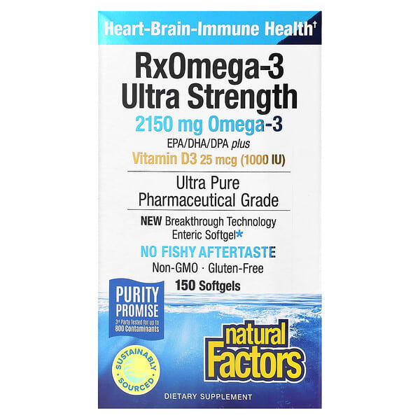 Natural Factors, RxOmega-3 特強型,含維生素 D3,150 粒軟膠囊