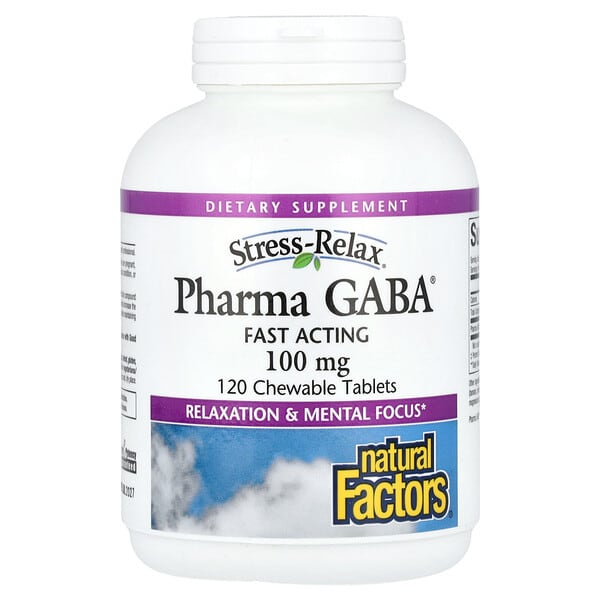 Natural Factors, 舒緩壓力，Pharma GABA100 毫克，120 片咀嚼片