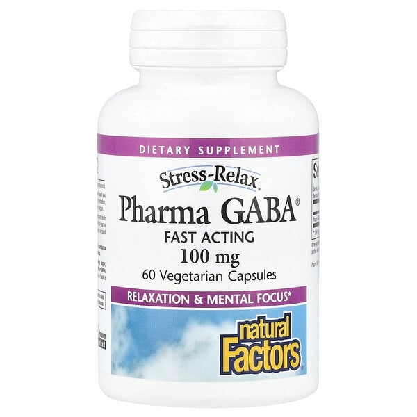 Natural Factors, 緩解壓力，Pharma GABA，100 毫克，60 粒素食膠囊