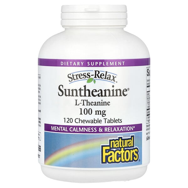 Natural Factors, Stress-Relax，Suntheanine L-茶氨酸，200 毫克，120 片咀嚼片（每片 100 毫克）