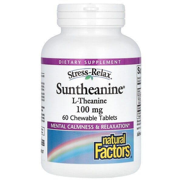 Natural Factors, Stress-Relax，Suntheanine，L-茶氨酸，200 毫克，60 片咀嚼片（每片 100 毫克）