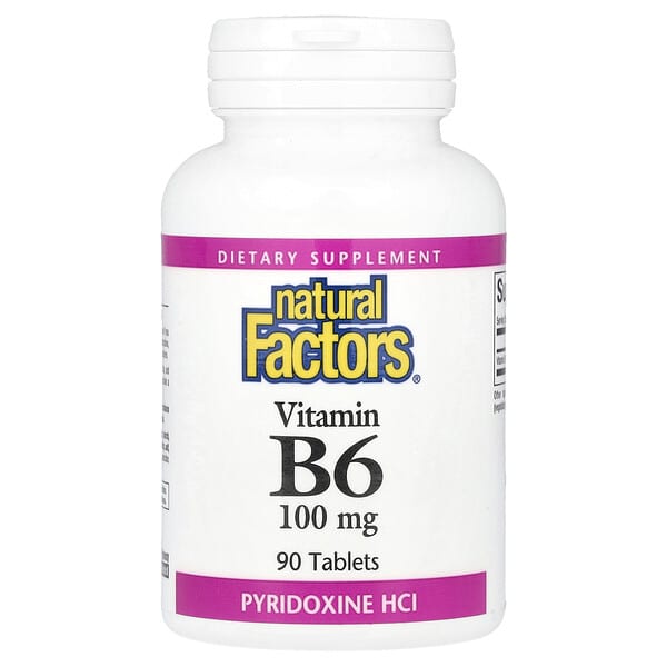 Natural Factors, 維生素 B6，鹽酸吡哆醇，100 毫克，90 片