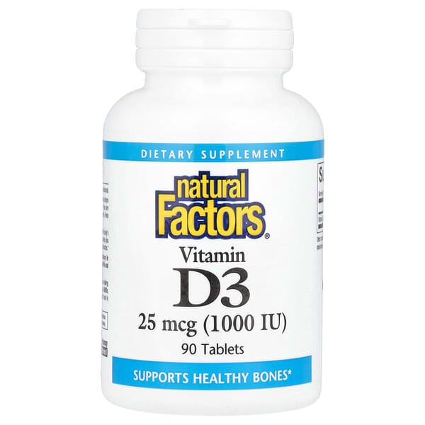 Natural Factors, 維生素 D3，25 微克 (1,000 國際單位)，90 片