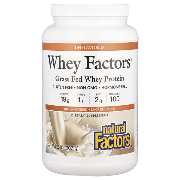 Natural Factors, Whey Factors®，草飼乳清蛋白，原味，2 磅（907 克）
