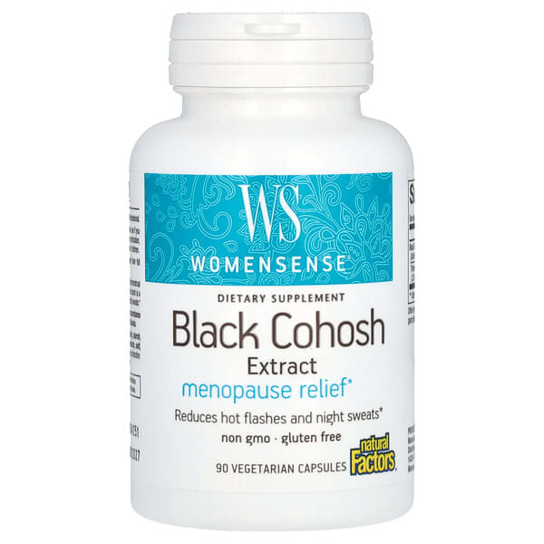 Natural Factors, WomenSense，黑升麻提取物，緩解更年期，90 粒素食膠囊