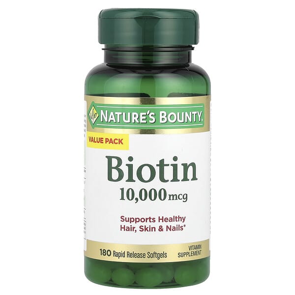 Nature's Bounty, 生物維生素，10,000 微克，180 粒快速釋放軟膠囊
