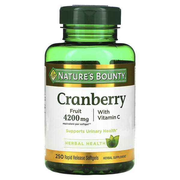 Nature's Bounty, 蔓越莓補充劑，含維生素 C，250 粒速釋軟膠囊