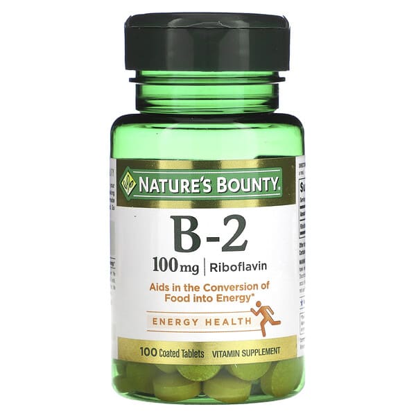 Nature's Bounty, 維生素B-2，100毫克，100片包衣片劑