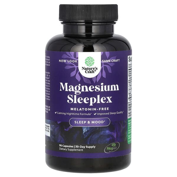 Nature's Craft, Magnesium Sleeplex,無褪黑荷爾蒙,90 粒膠囊