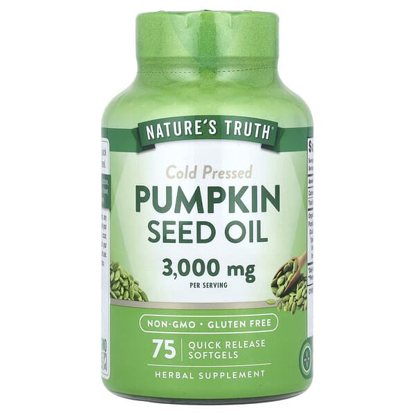 Nature's Truth, 南瓜籽油，冷榨，3000 毫克，75 粒速釋軟凝膠（每粒軟凝膠 1000 毫克）