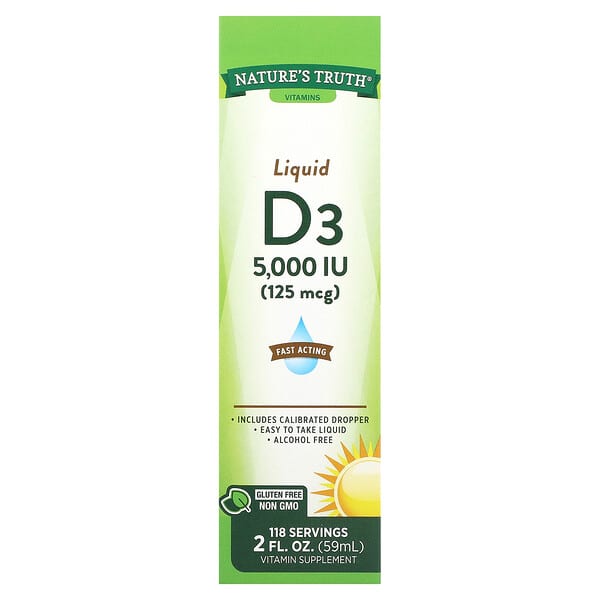 Nature's Truth, 維生素，液體 D3，125 微克（5000 國際單位），2 液量盎司（59 毫升）
