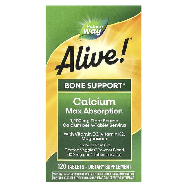 Nature's Way, Alive! 特大吸收鈣片，120 片