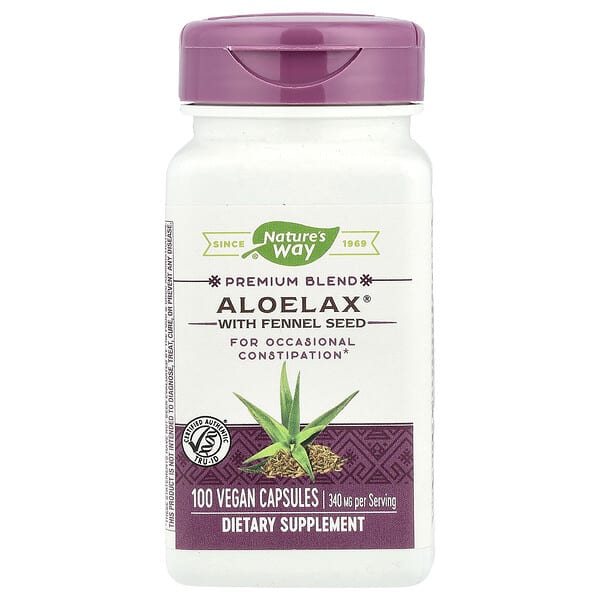 Nature's Way, 含茴香籽的 Aloelax，340 毫克，100 粒全素膠囊