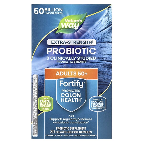Nature's Way, Fortify，50 歲以上人群益生菌 + 益生元，特強型，500 億，30 粒緩釋素食膠囊