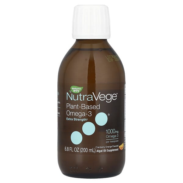 Nature's Way, NutraVege®，植物基 Omega-3，特強型，蔓越橘味，1000 毫克，6.8 液量盎司（200 毫升）