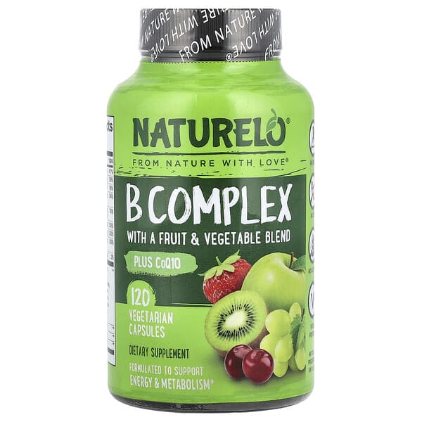 NATURELO, B 復合物，含果蔬混合物 + 輔酶 Q10，120 粒素食膠囊