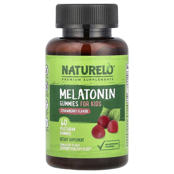 NATURELO, 兒童褪黑荷爾蒙軟糖，草莓味，1 毫克，60 粒素食軟糖