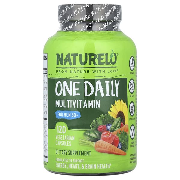 NATURELO, 50 歲以上男性每日一粒多維生素，120 粒素食膠囊