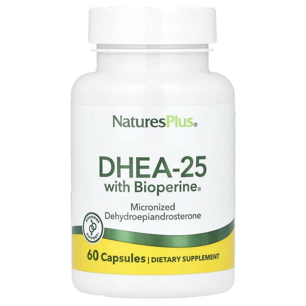NaturesPlus, 含 BioPerine® 的 DHEA-25，60 粒膠囊