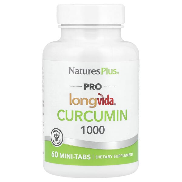 NaturesPlus, Pro Longvida®，姜黃素 1000，1000 毫克，60 片迷你片劑（每片 500 毫克）