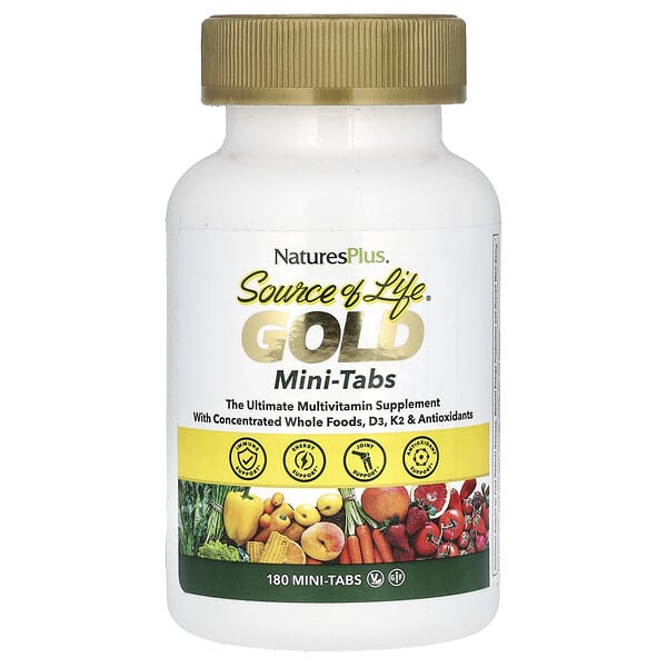 NaturesPlus, Source of Life®，黃金，高級多維生素補劑，180 片迷你片