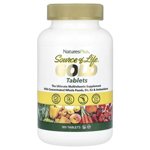 NaturesPlus, Source of Life®，黃金，高級多維生素補劑，180 片