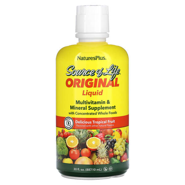 NaturesPlus, Source of Life 生命之源，液體復合維生素和礦物質補劑，熱帶水果味，30 液量盎司（887.10 毫升）
