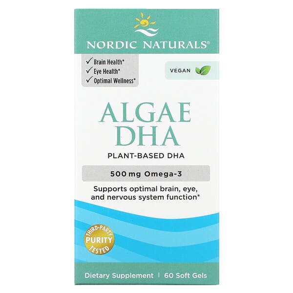 Nordic Naturals, 藻類 DHA，500 毫克，60 粒軟凝膠（每粒軟凝膠 250 毫克）