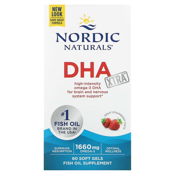 Nordic Naturals, DHA Xtra，草莓味，60 粒軟凝膠