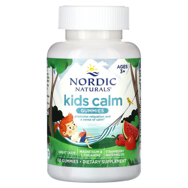 Nordic Naturals, 兒童鎮靜軟糖，3 歲以上，草莓西瓜味，60 粒軟糖
