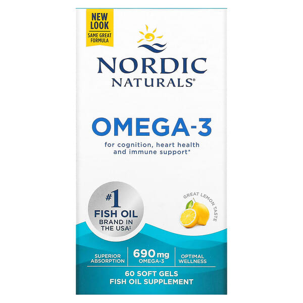 Nordic Naturals, Omega-3,檸檬味,690 毫克,60 粒軟凝膠(每粒軟凝膠 345 毫克)