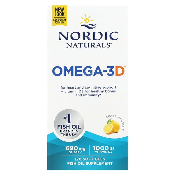 Nordic Naturals, Omega-3D，檸檬味，120 粒軟凝膠