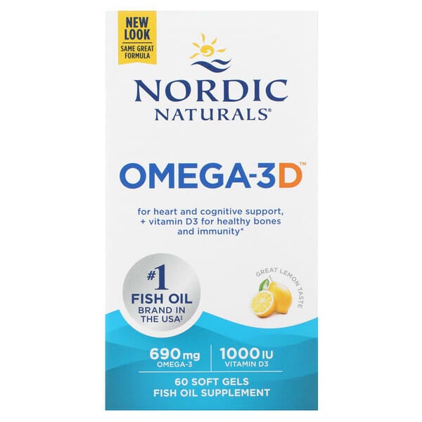 Nordic Naturals, Omega-3D，檸檬味，60 粒軟凝膠